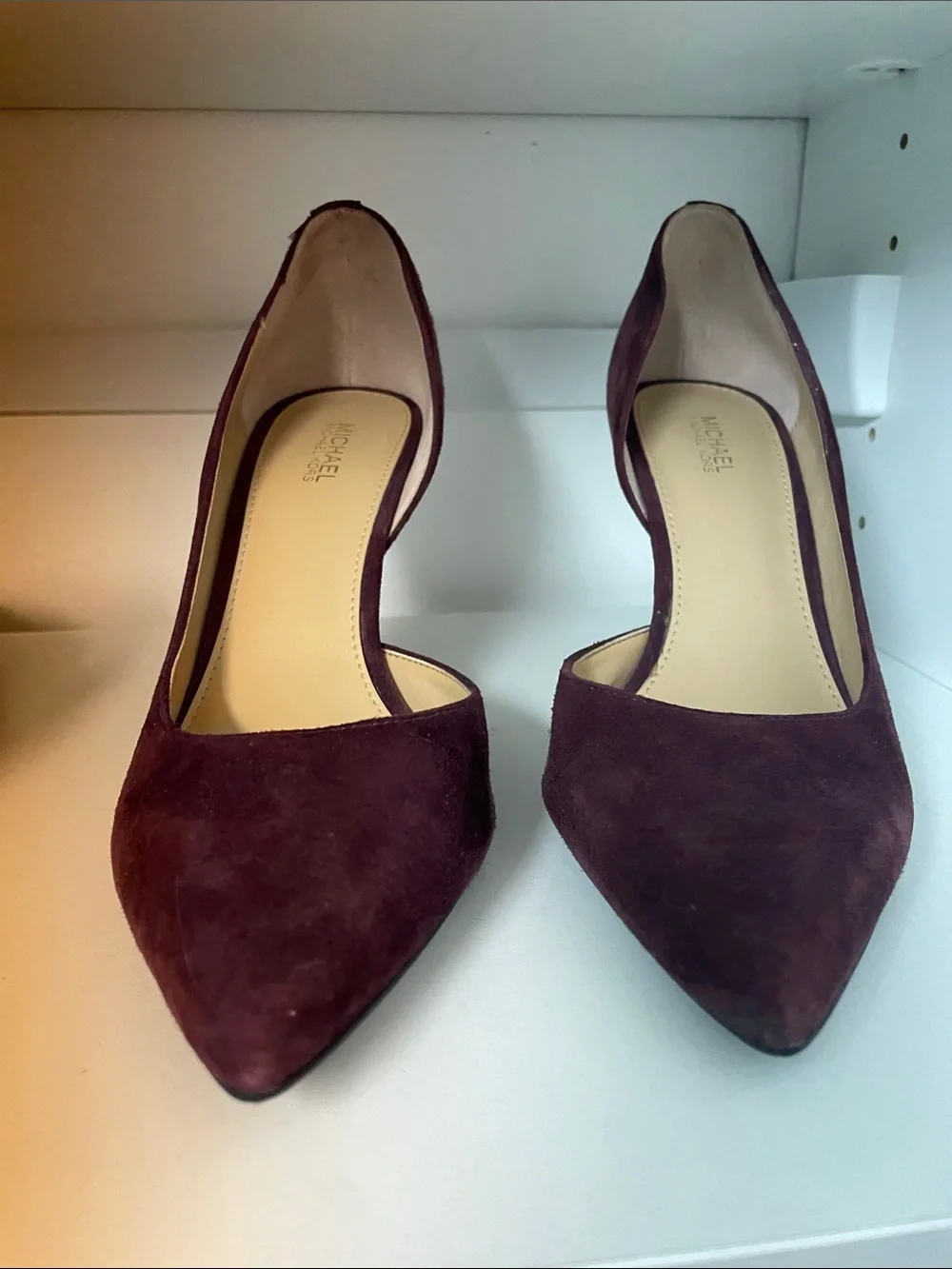 Michael Kors Burgundy Suede Pointed Toe Slingback Heels